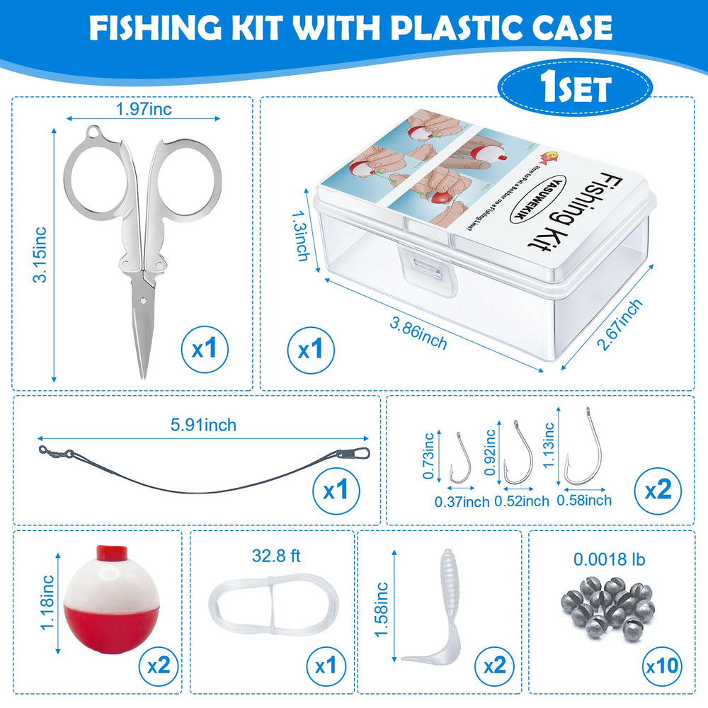 Compact fishing tackle kit with essential components