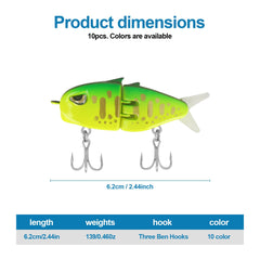 Mini glide baits with 3D eyes and multi-joint design