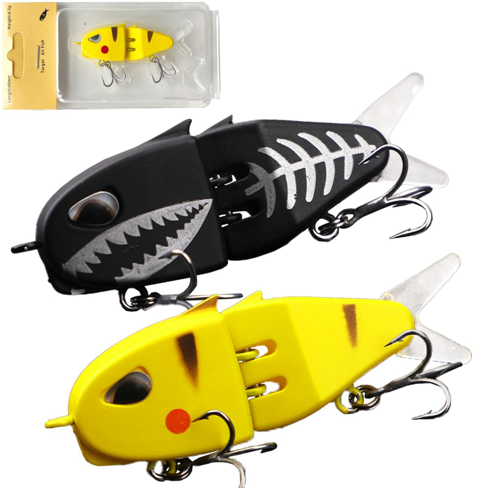 Mini Glide Bait Whopper Popper yellow and black lure side view