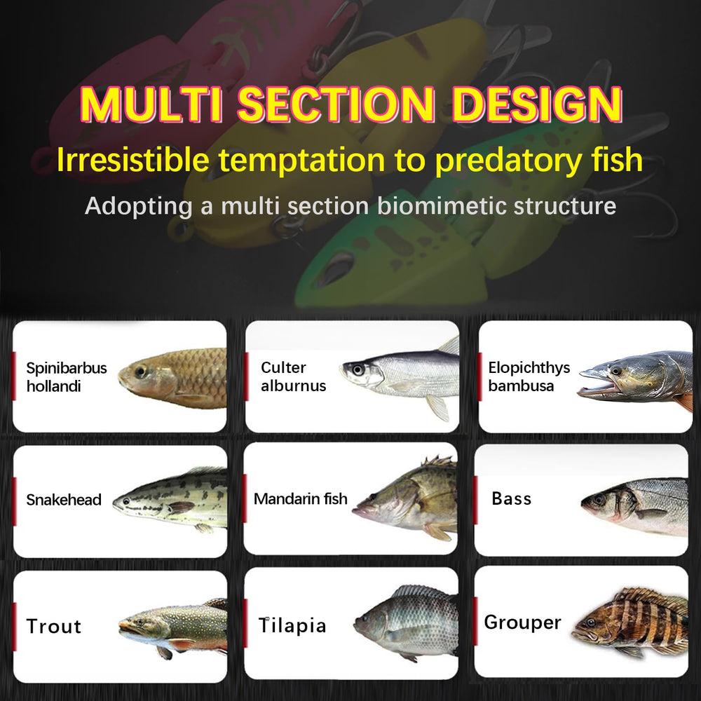 Yellow and black Whopper Popper lure close-up