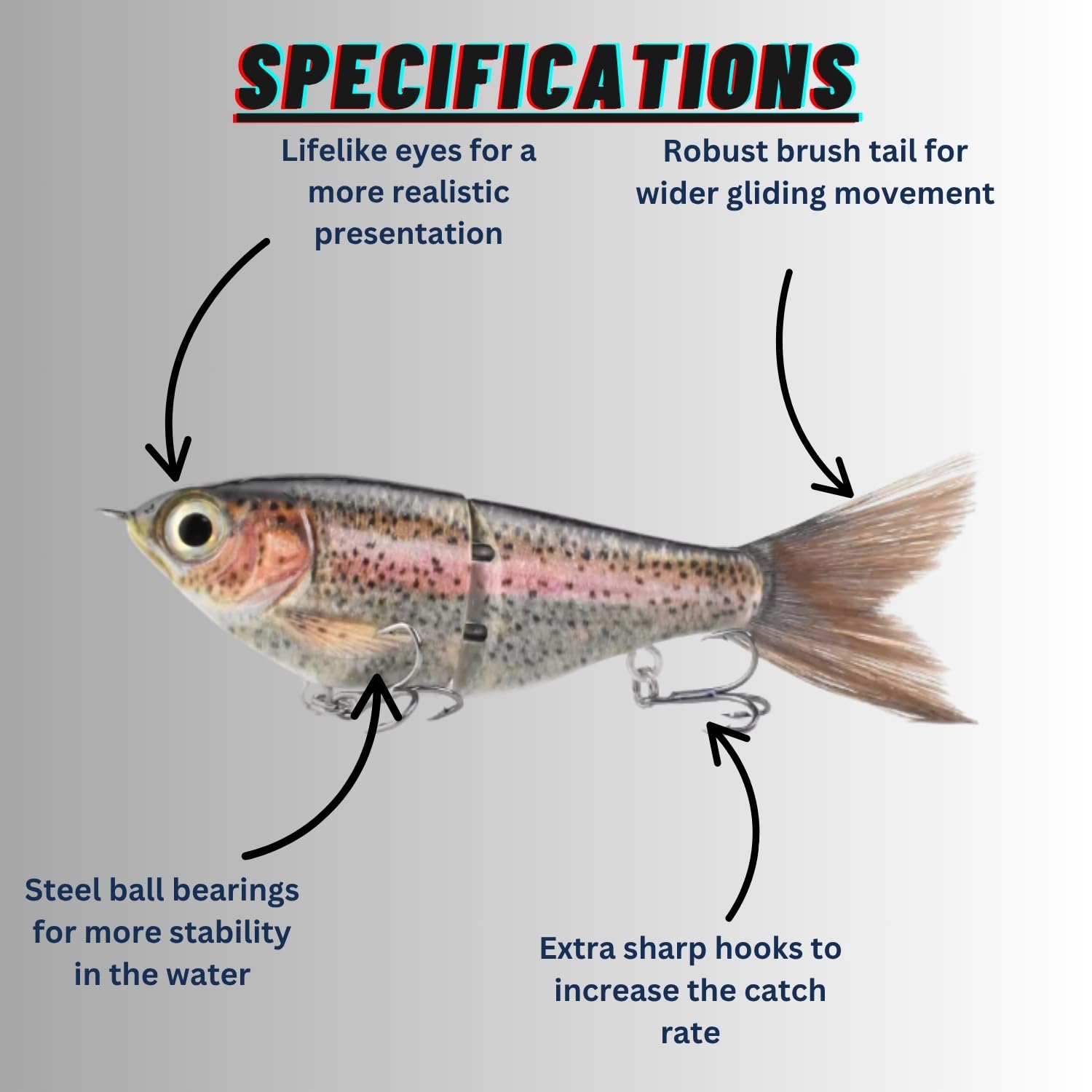 5-inch mini glide bait designed for saltwater and freshwater