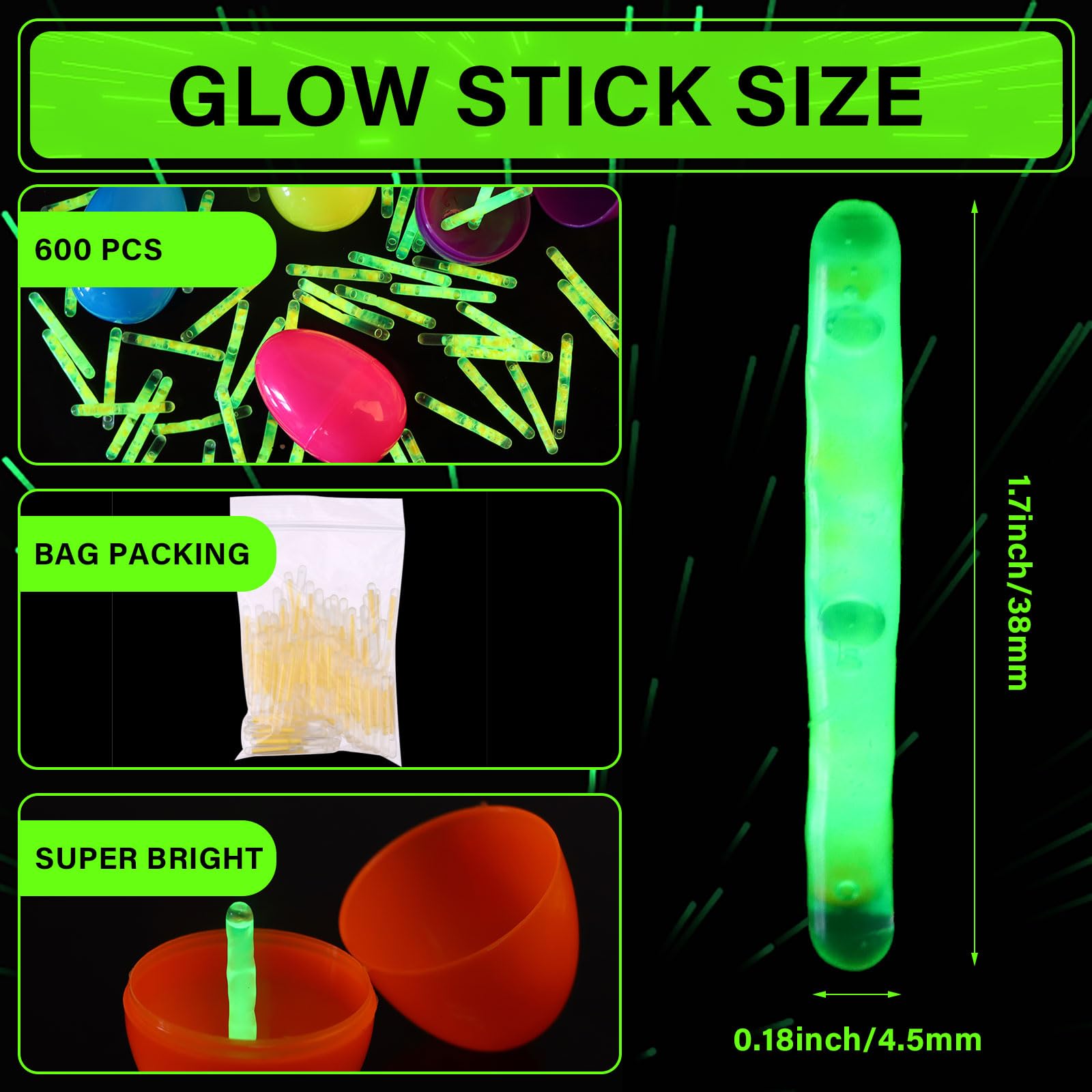 Mini glow sticks 1.5 inch bulk pack