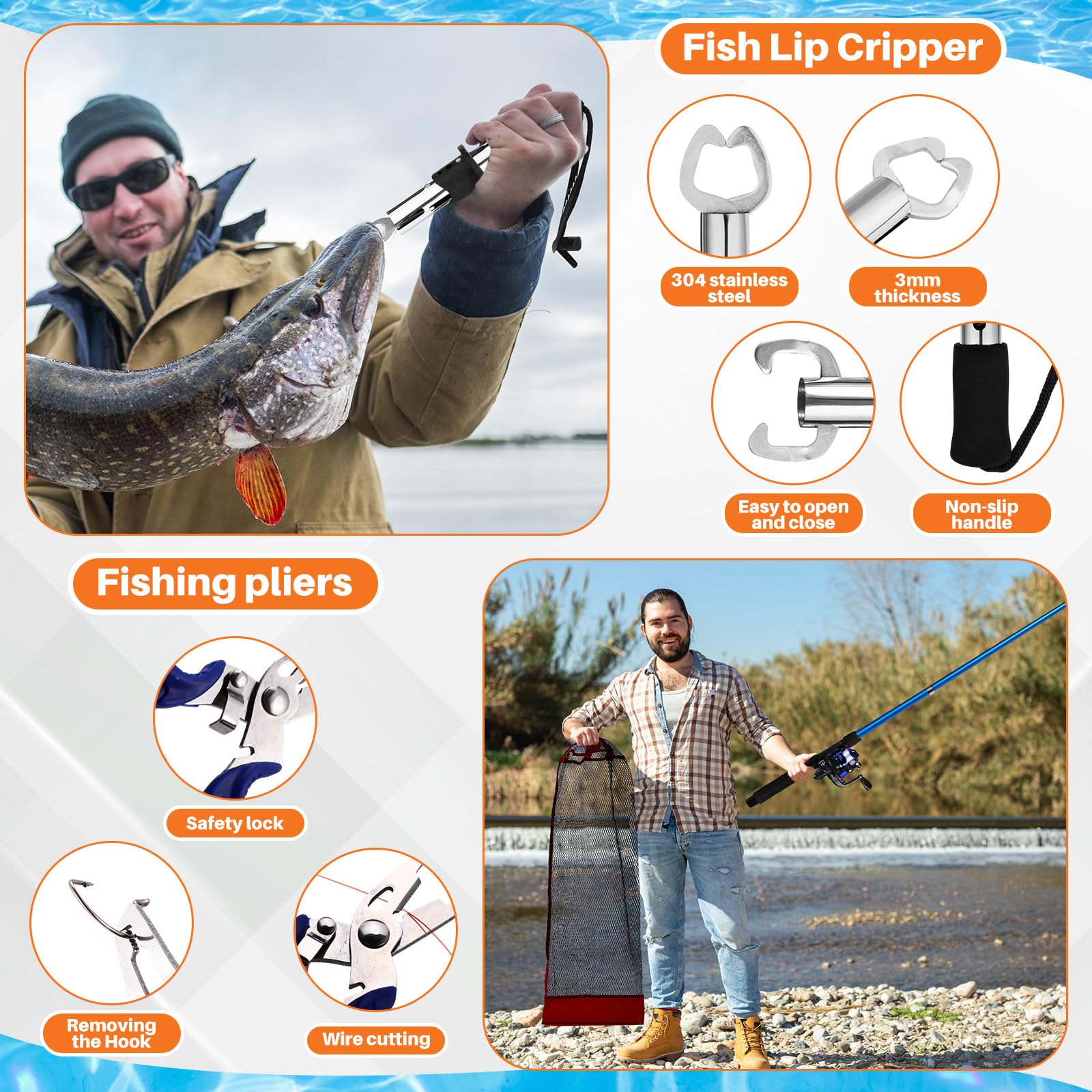 Pre-loaded spinning reels included in MiniInflat kit (blue)