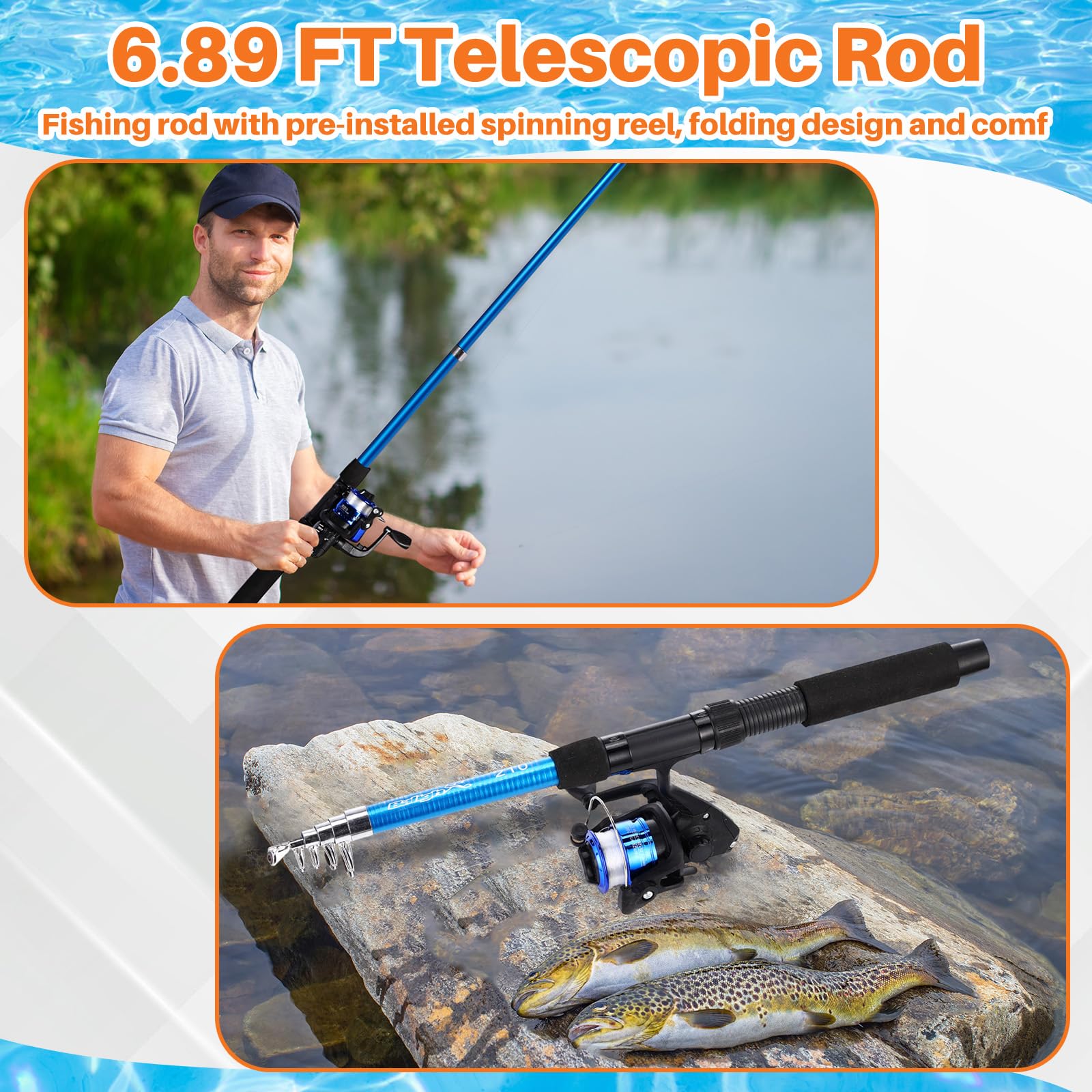 Tackle box with lures, hooks, and gloves for MiniInflat kit