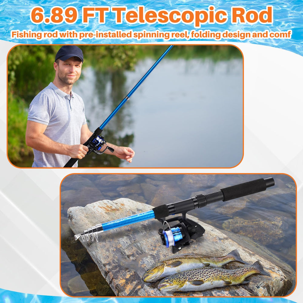 Tackle box with lures, hooks, and gloves for MiniInflat kit
