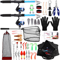 MiniInflat telescopic rod and reel combo blue 6.89 ft extended with two pieces