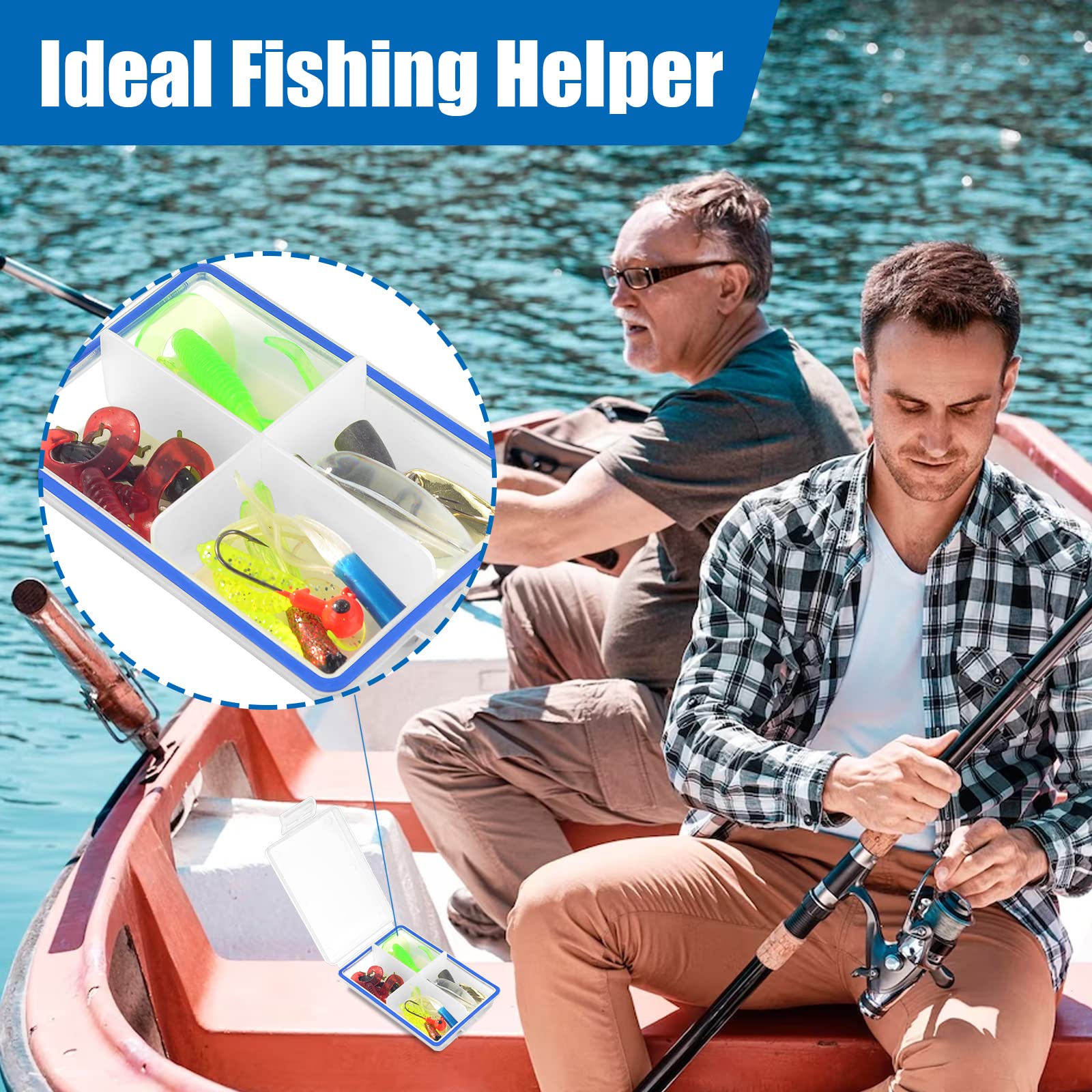 Set of four compact tackle boxes for travel