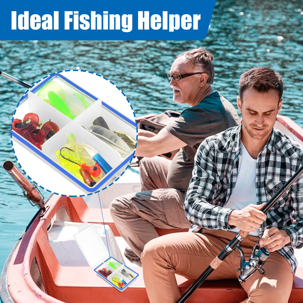 Set of four compact tackle boxes for travel
