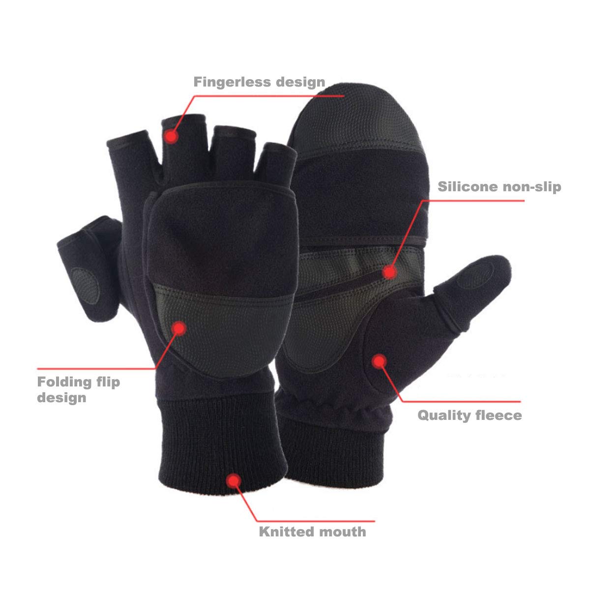 MINIDUO convertible mitts let you switch to fingerless gloves for quick tasks.
