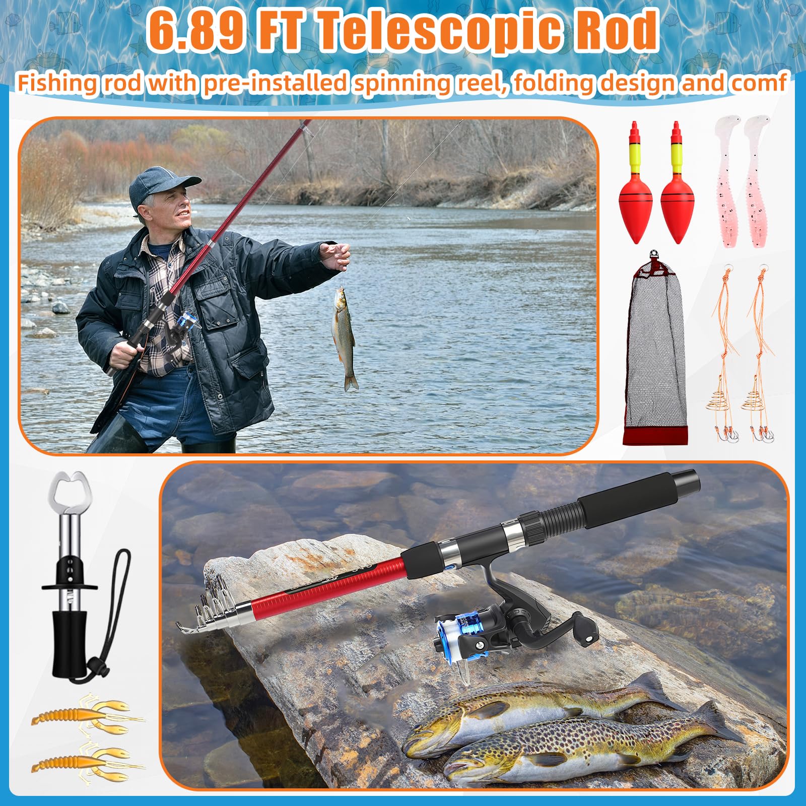 Fishing pliers and lip gripper included in kit