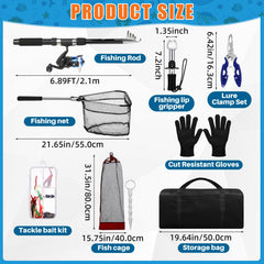Two telescopic rods and two pre-loaded spinning reels included
