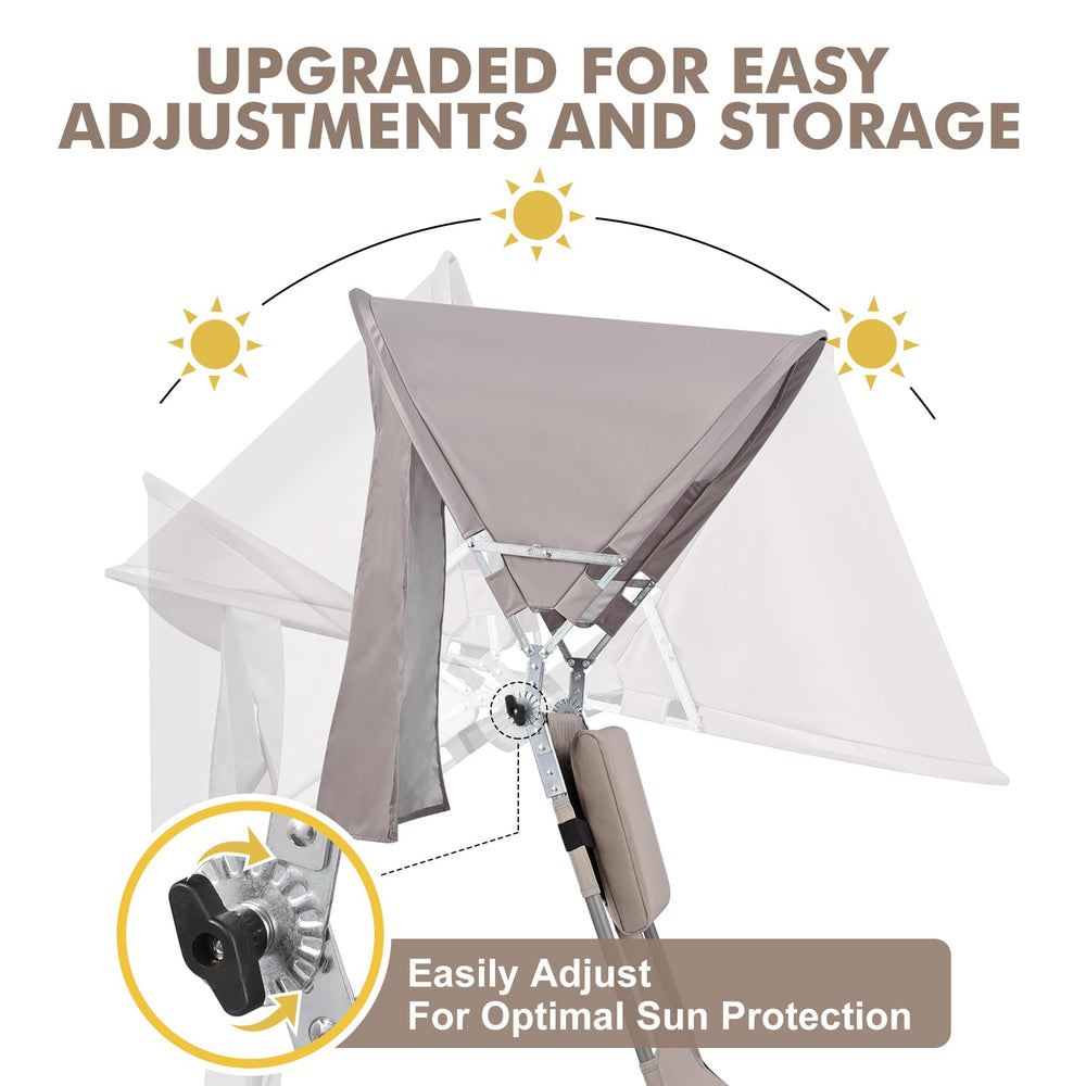 Minndudu folding design and backpack straps simplify travel to beaches or camps.