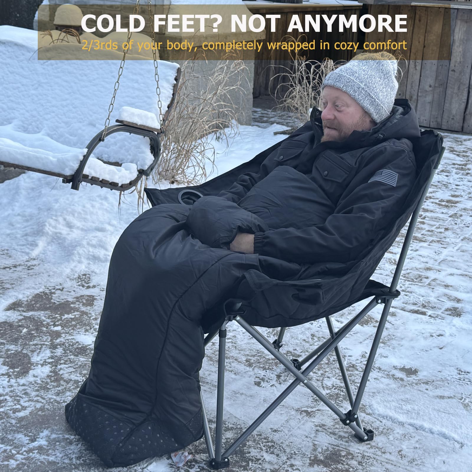 Minndudu DIY heated chair with hand warmer pockets for extended warmth options.