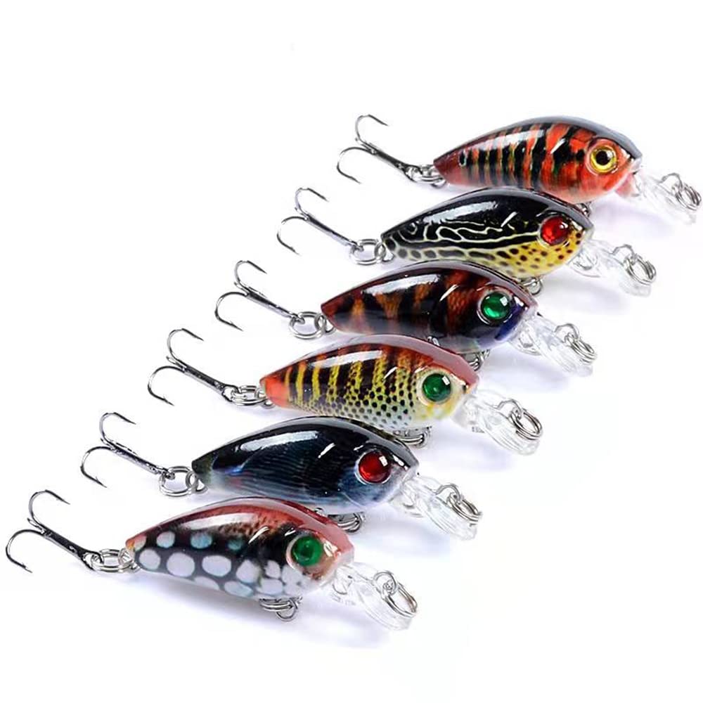 Six-piece Minnow Crankbait Set with bright colors for freshwater and saltwater fishing