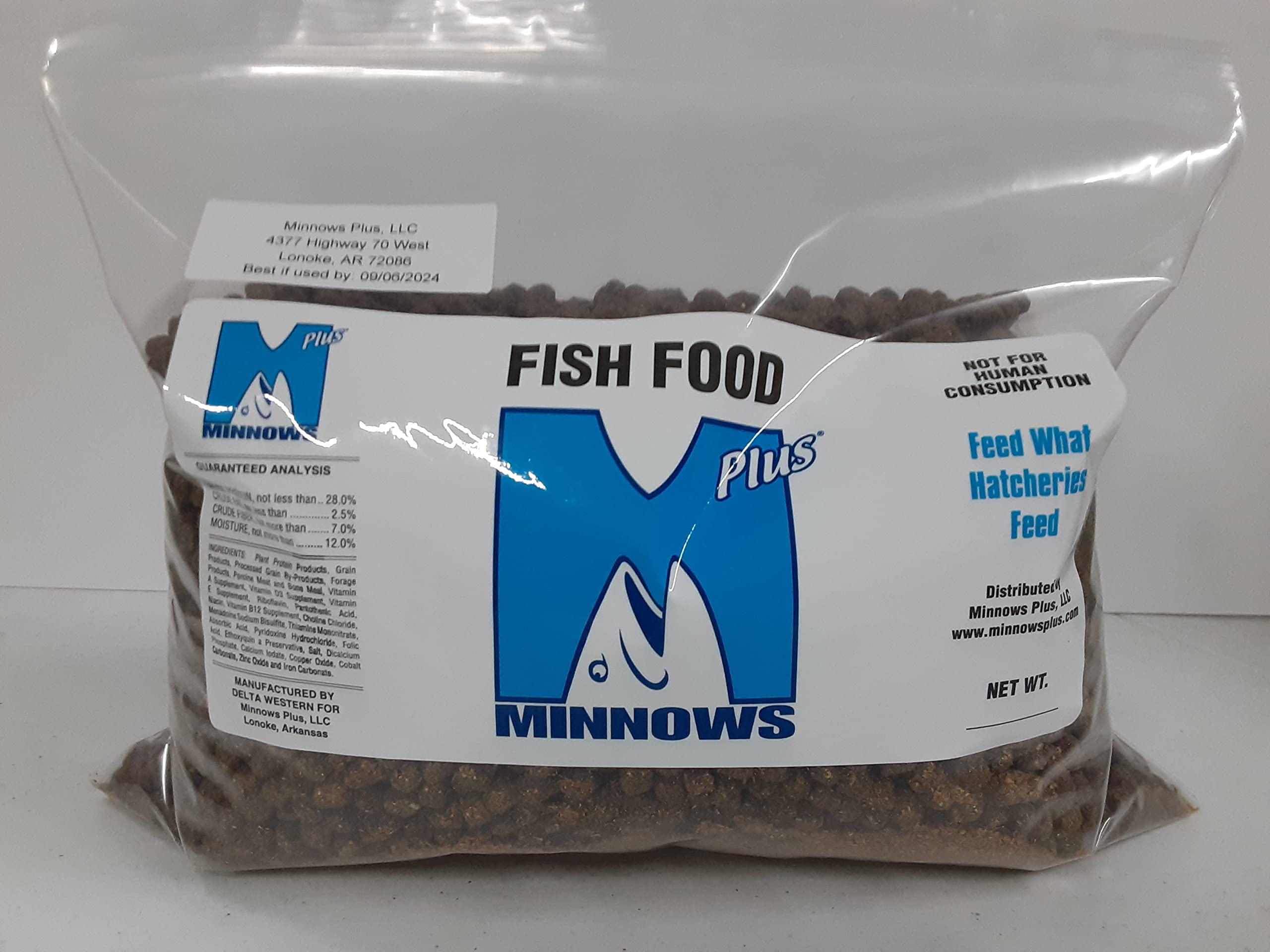 Floating minnow fish food pellets (1.5 lb) for golden shiner and fathead minnows.
