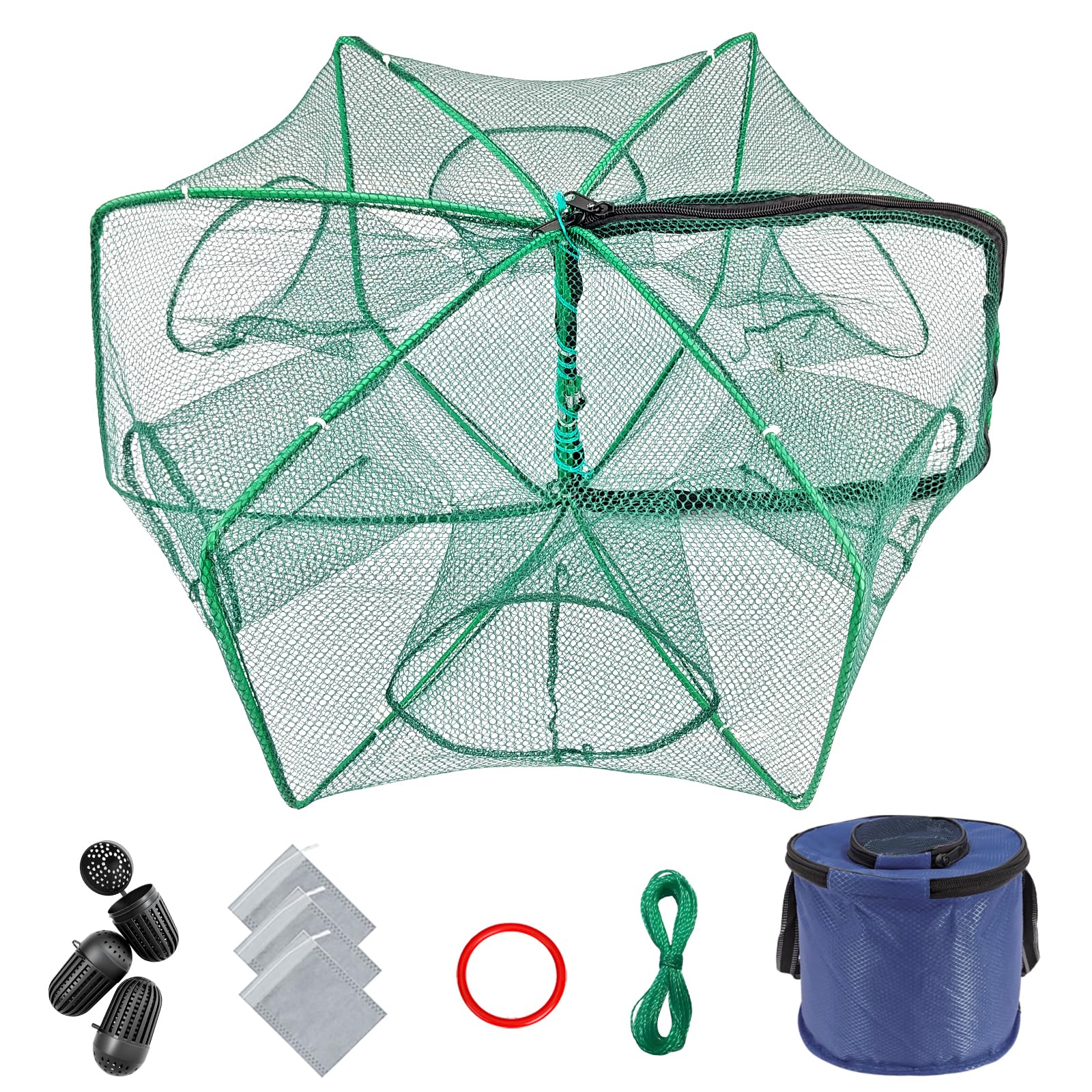 Minnow trap 24in x 10in foldable 6-sided design