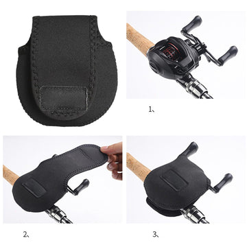 MinnowXY color-black-red reel pouch offers stylish protection