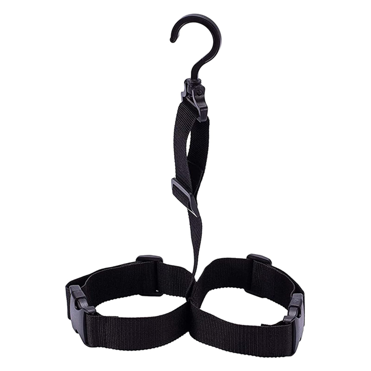 MinnowXY wader boot hanger front view showing organized drying setup