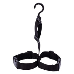 MinnowXY wader boot hanger front view showing organized drying setup