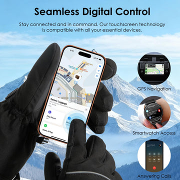 Minthouz heated gloves waterproof-windproof exterior blocks elements while keeping hands warm.