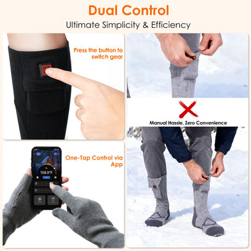 Minthouz Quick Heated Socks dual batteries powering long-lasting warmth.
