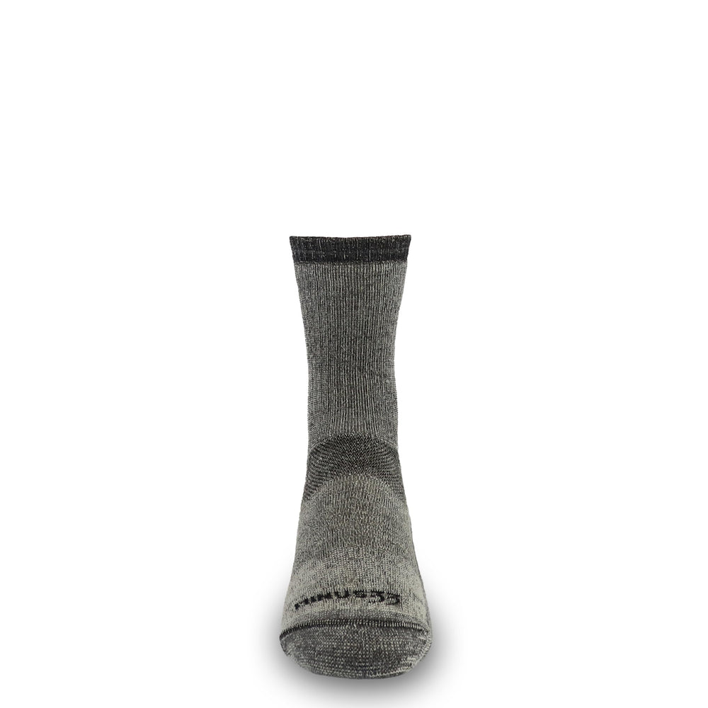 Minus33 Merino Wool USA Made Crew Socks in-use; comfortable fit and temperature regulation during hikes.