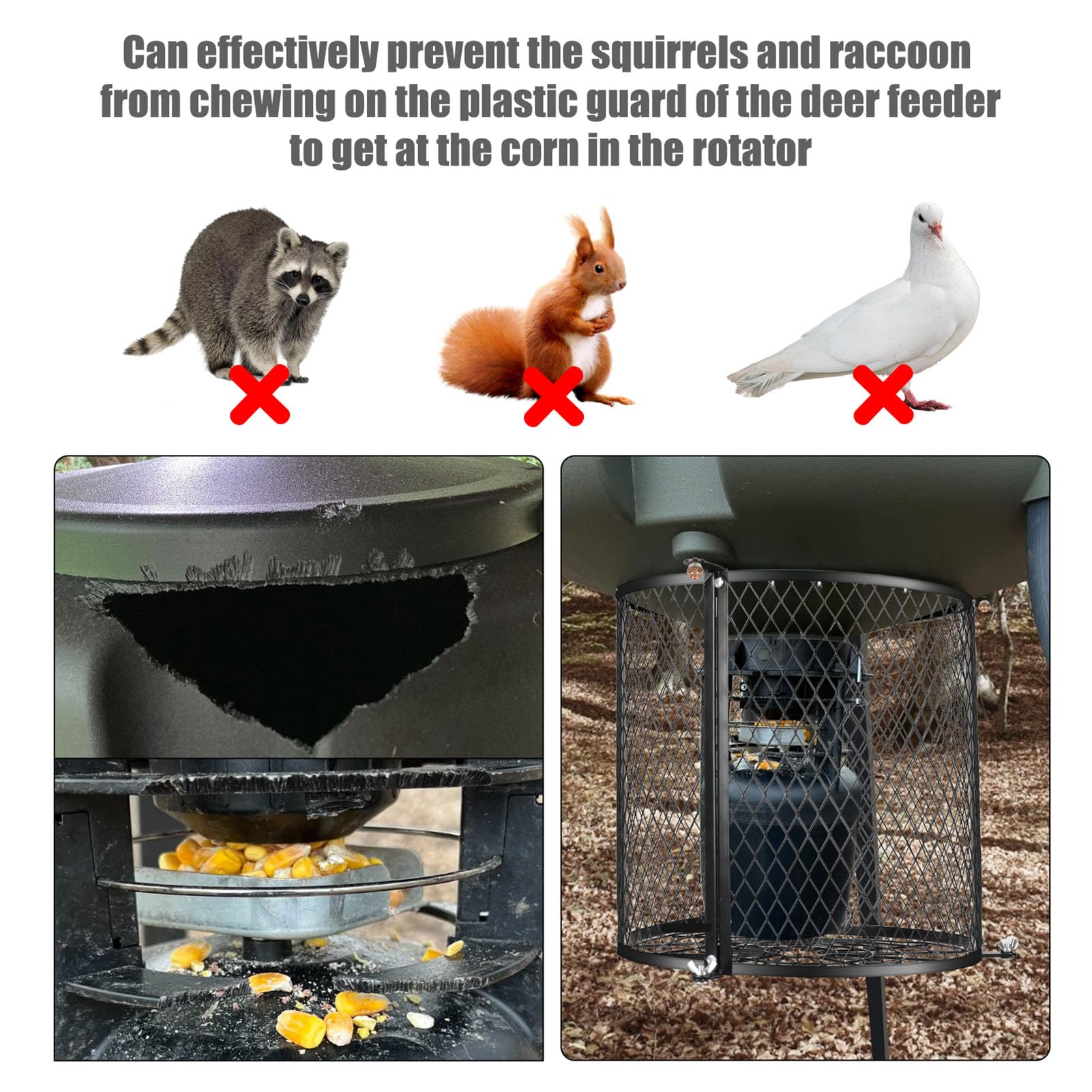 Miokycl varmint feeder cage anti-dismantle design deters tampering.