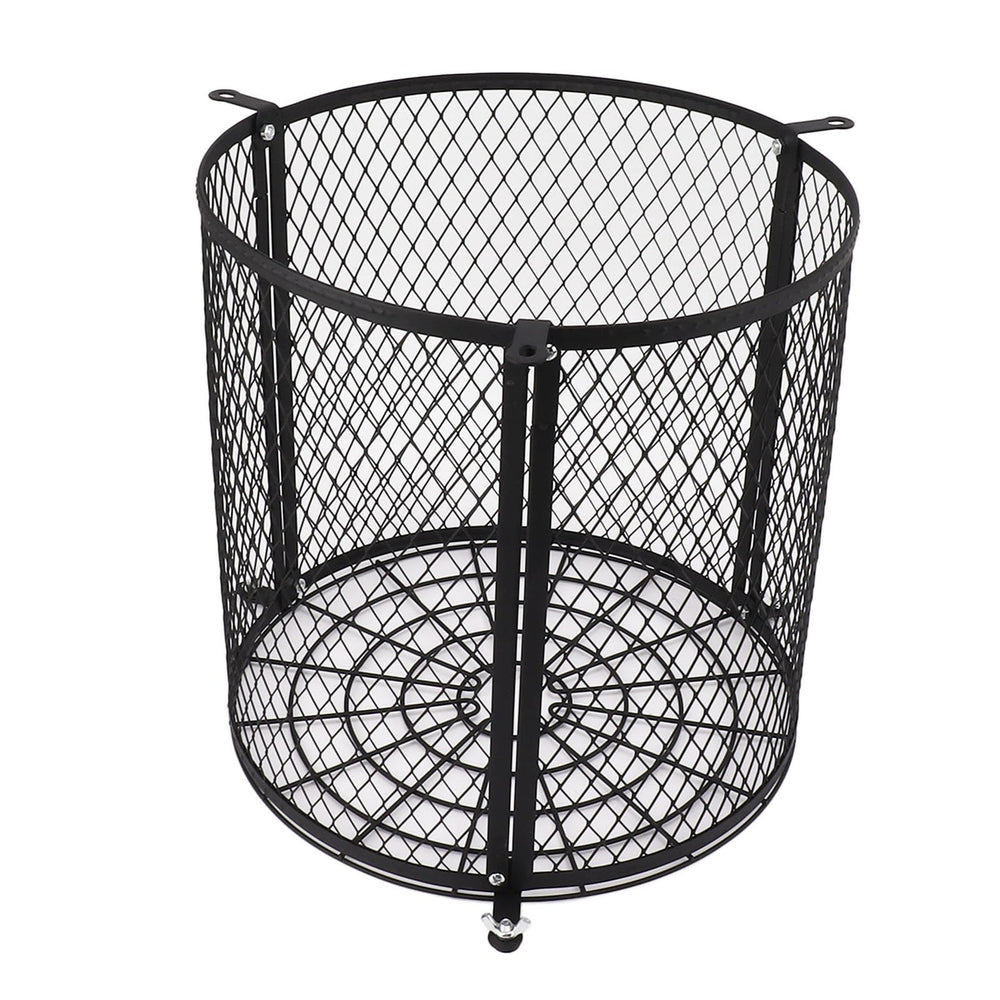 Miokycl varmint feeder cage front view shows sturdy stainless protection for feeders.