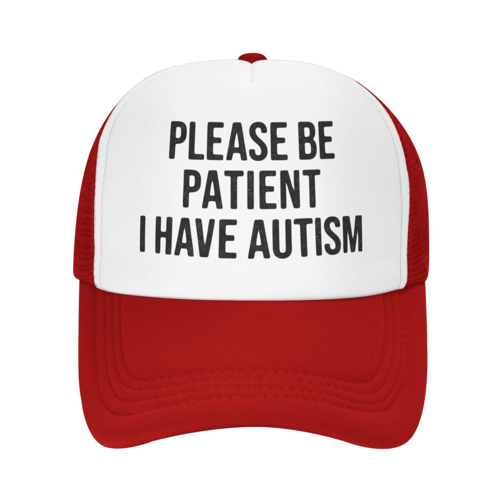 Miowjals Please Be Patient Autism cap adjustable strap for a secure, personalized fit.