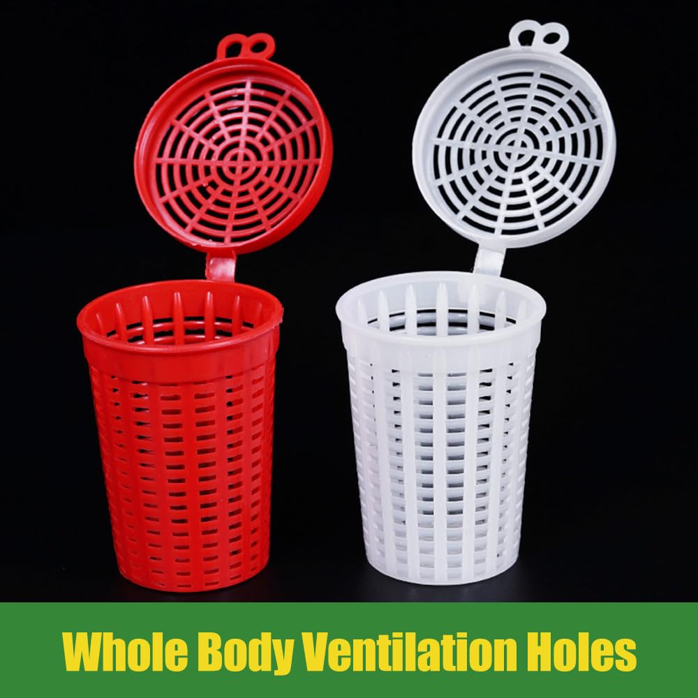 Red and white plastic lure basket