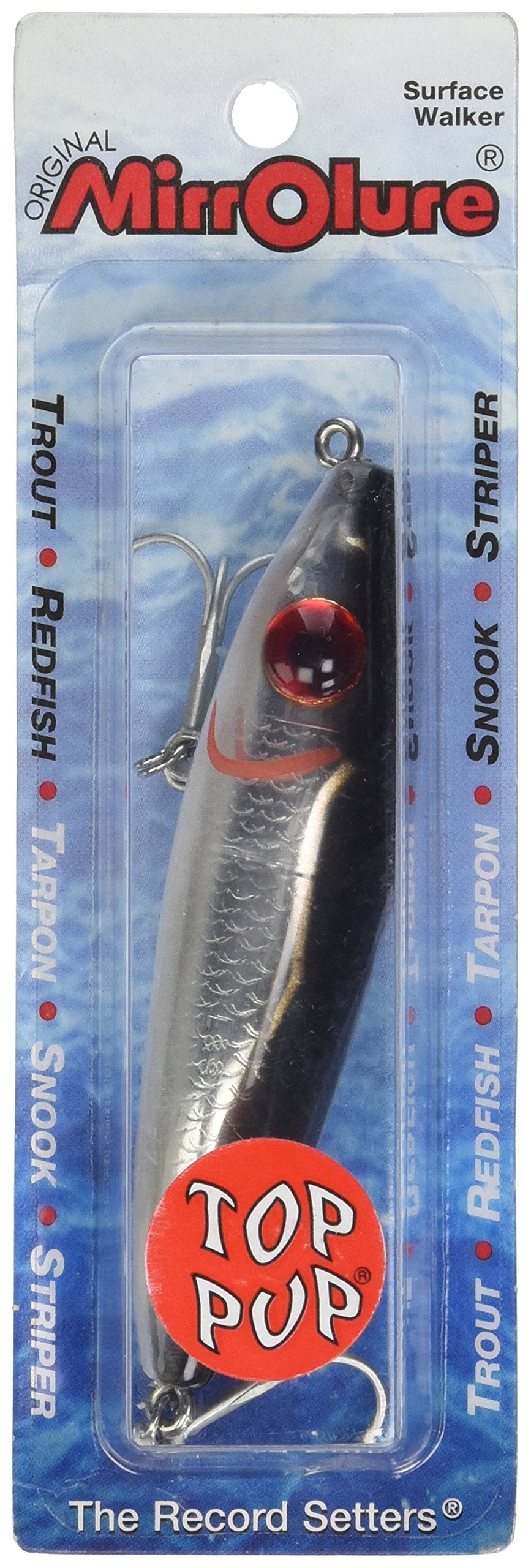 Mirrolure 74MR-21 Top Dog Pup Surface lure in Black/White/Silver – 3.5in, 5/8oz