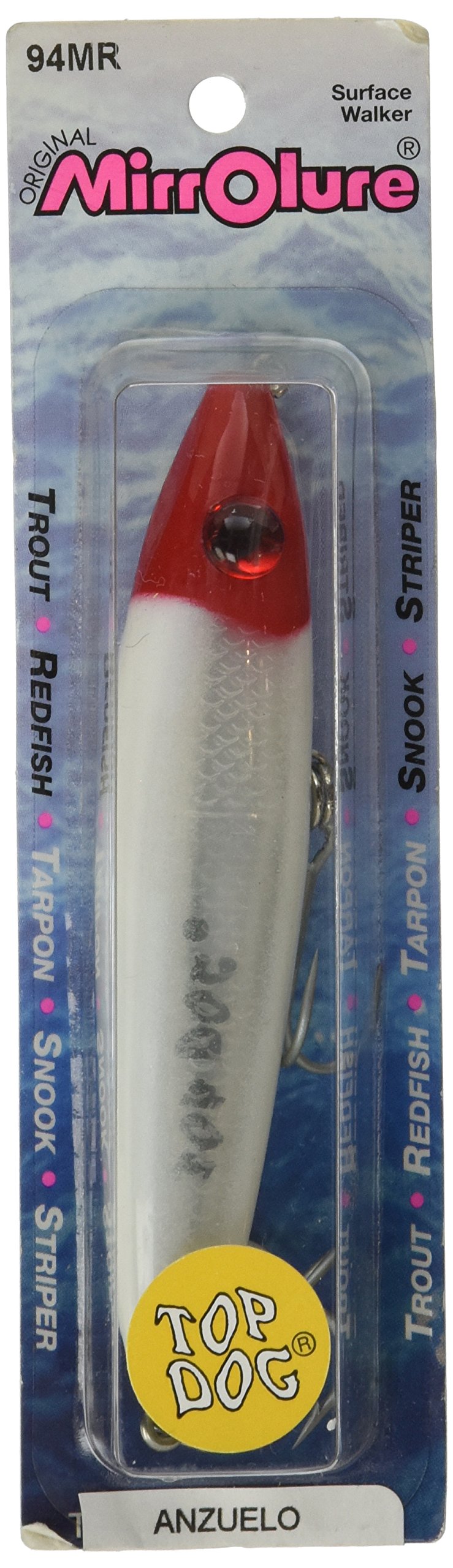 MirrOLure 94MR-11 Top Dog Rattling lure, front view, high visibility for attracting gamefish.