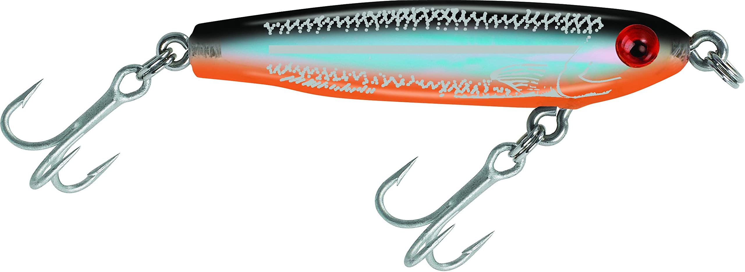 Close-up of MirrOLure 9MR-808 Mirroglass twitchbait showing finish and durable hooks
