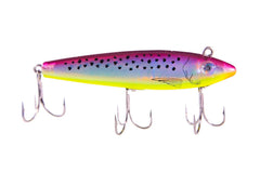 Mirrolure CTTR-MGTR C-Eye Pro lure purple black chartreuse silver close-up for high visibility
