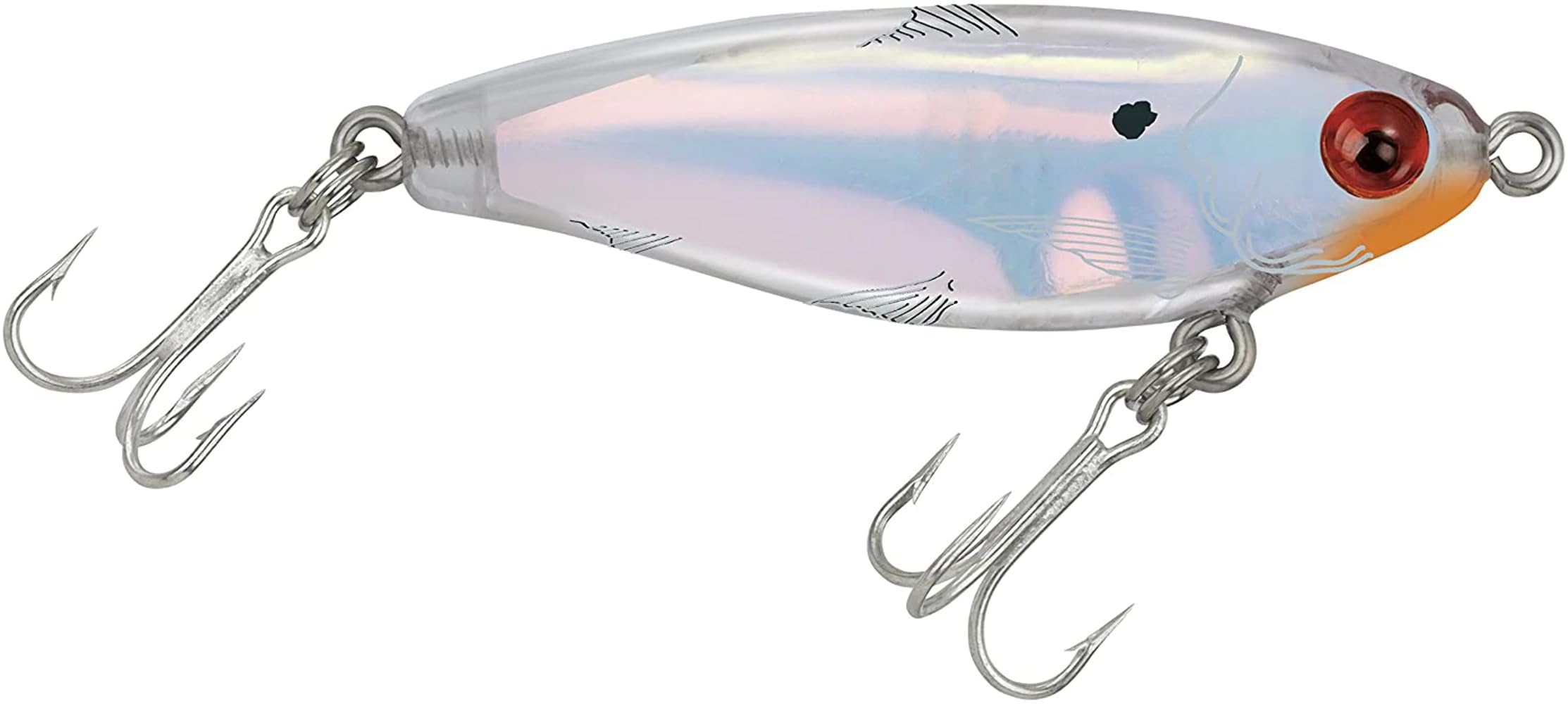Mirrolure Mini Mirrodine Silver Luminescence 2-1/4-Inch (14MR-S) fishing lure angled view
