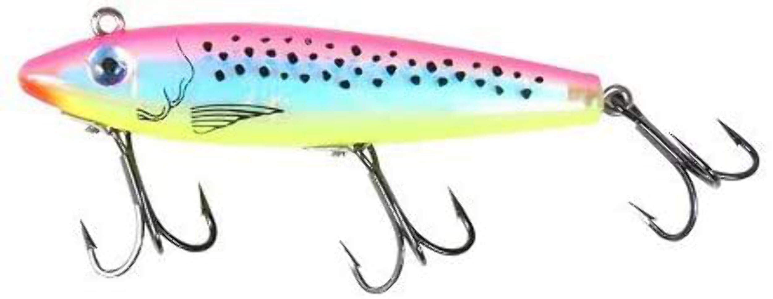 Mirrolure MRMMJR-4 Marsh Minnow Jr Electric Chicken lure, front view increases visibility for strikes