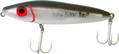 Mirrorlure 84MR-21 Top Dog Jr Surface lure – Black/Bk White/Silver, 4in 3/4oz – side view