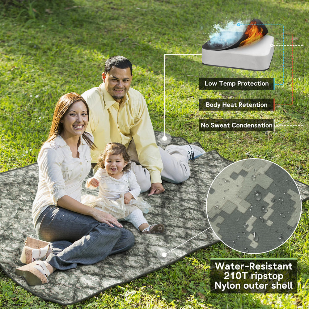 Mirzoyan Woobie Blanket with water-resistant fabric keeps you dry in damp outdoor moments.