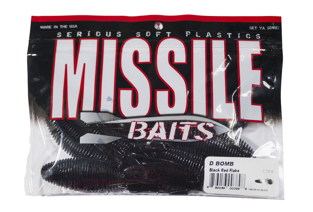 Missile Baits D Bomb Black Red Flake tail, sails when slow sink and flaps during fast retrieves