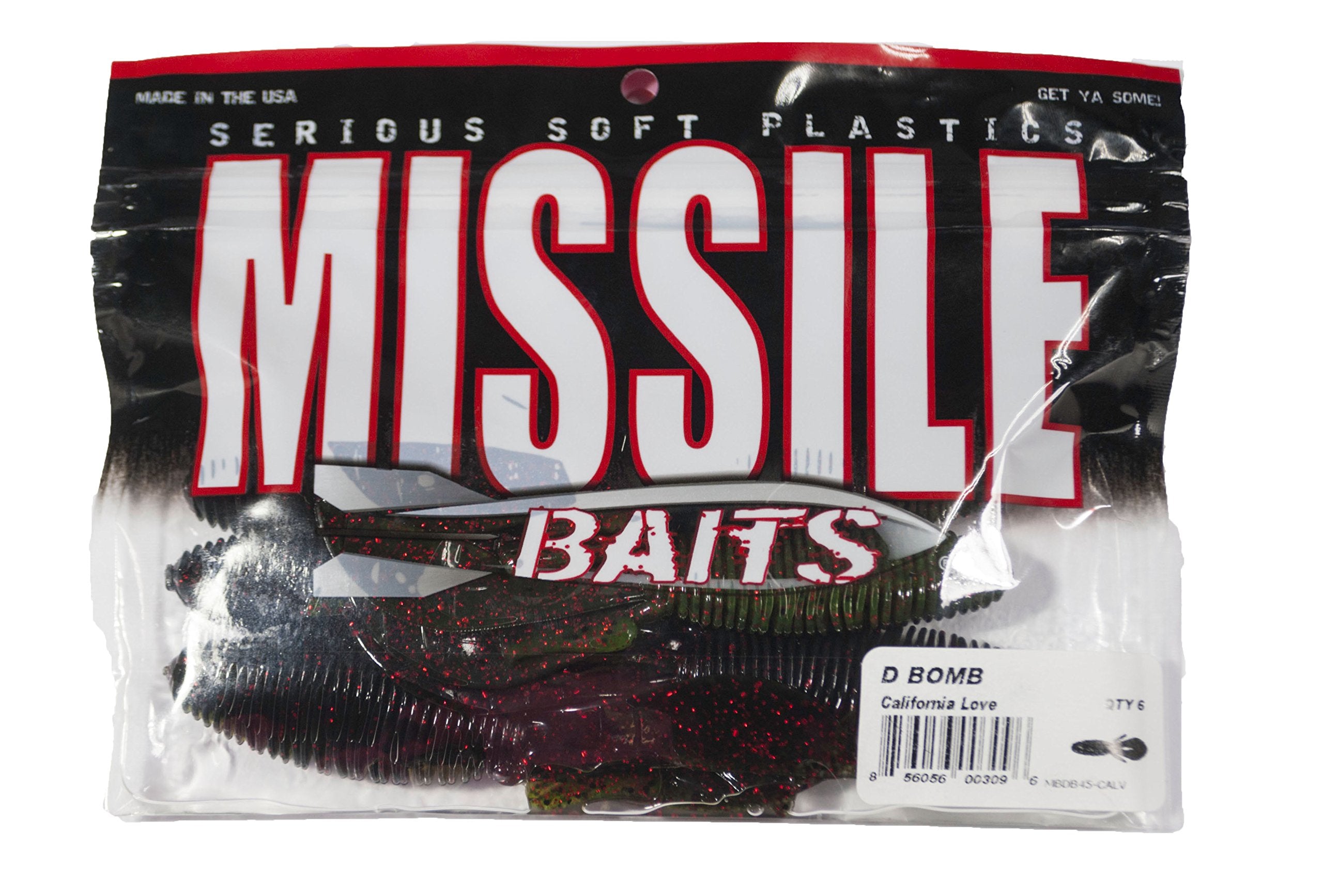 Missile Baits D Bomb California Love 4-5 inch ribbed body that flaps and sails for movement in cover.