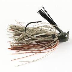 Missile Baits Ike's Mini Flip Jig Candy Grass in hand, ready for quick flips into cover