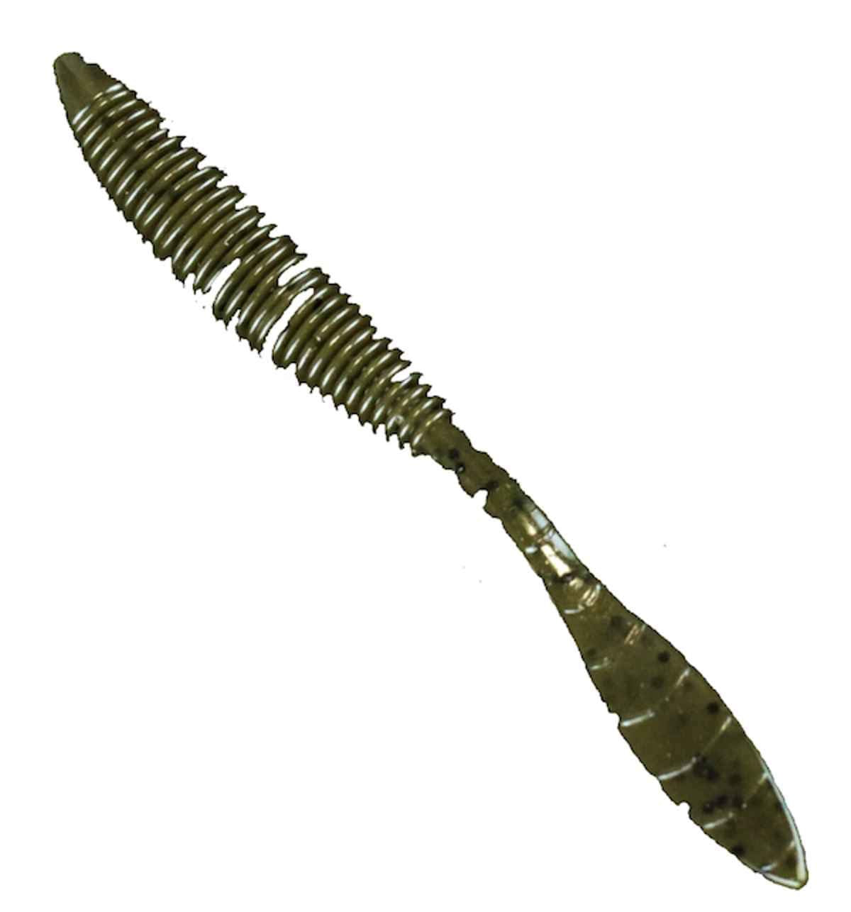Missile Baits MBBS4-GP Bomb Shot Green Pumpkin for drop-shot finesse and bass bites.