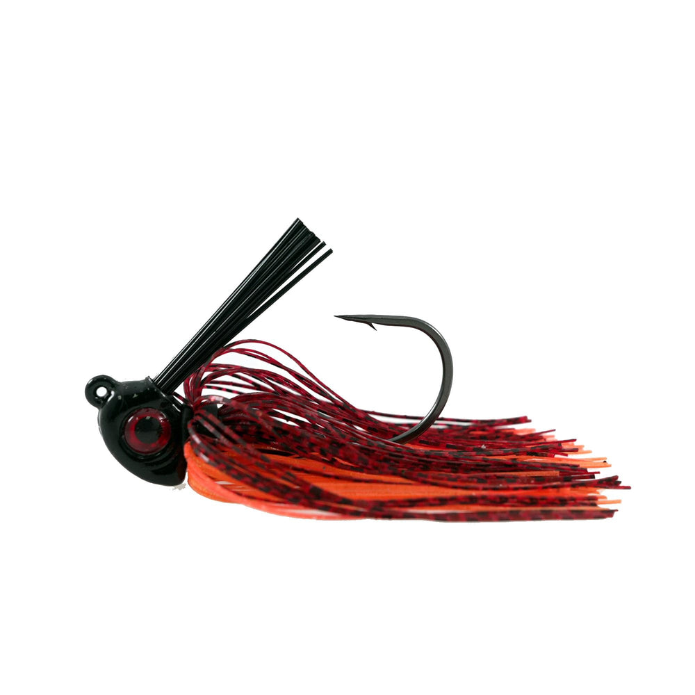Missile Baits MJMSW716-LVCW Mini D Chunk Lava Craw on 3-inch jig highlighting kickers and skirt flare for better action