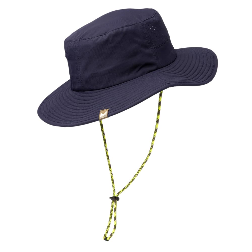Mission Cooling Anywhere Boonie Hat navy, side view, breathable mesh vents for all-day comfort.