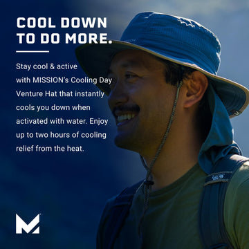 Mission Cooling Day Venture Hat chin cord detail for secure all-day wear.