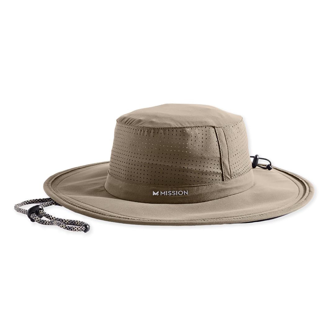 MISSION Cooling UPF Boonie Hat with wet activation for rapid outdoor cooling during hikes.