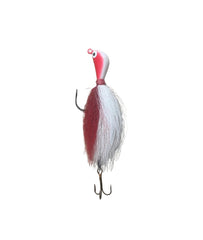Mission Tackle LTB2-WHRT lake trout bucktail jig in white and red, ideal for versatile lake fishing