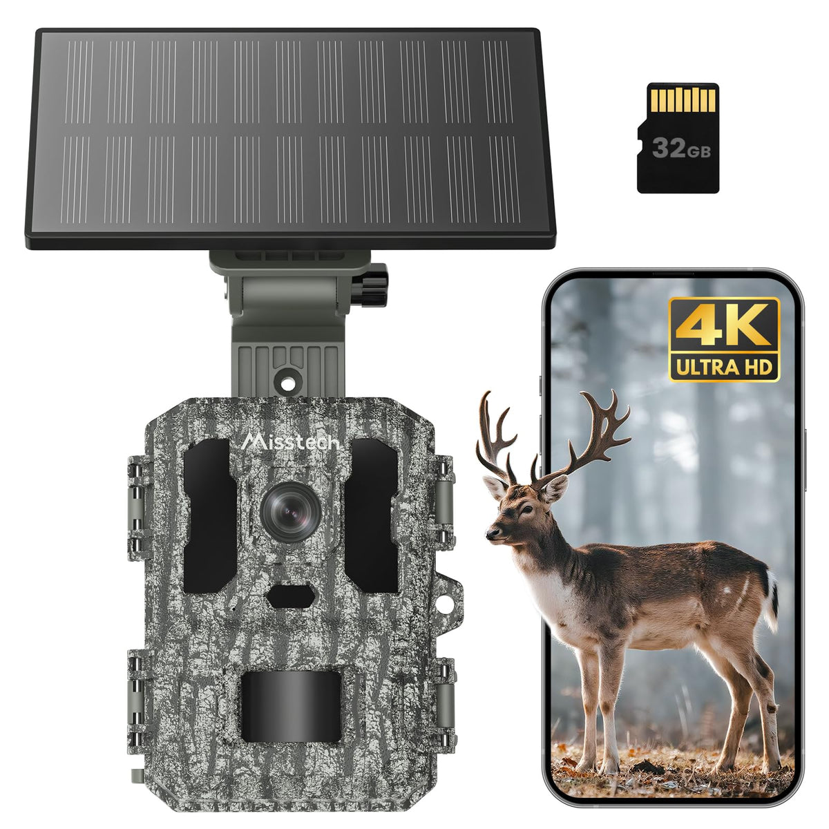 Misstech solar trail camera setup demonstrates easy placement for remote monitoring.