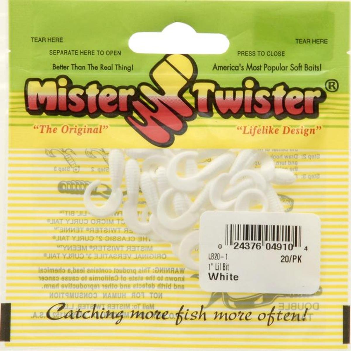 Mister Twister 1" Lil Bit White LB20-1 fishing lure