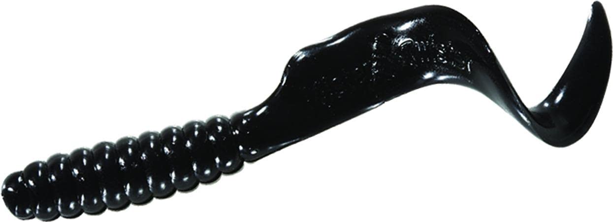 Close-up of Mister Twister 4in Curly Tail Grub tail design showing action in water.
